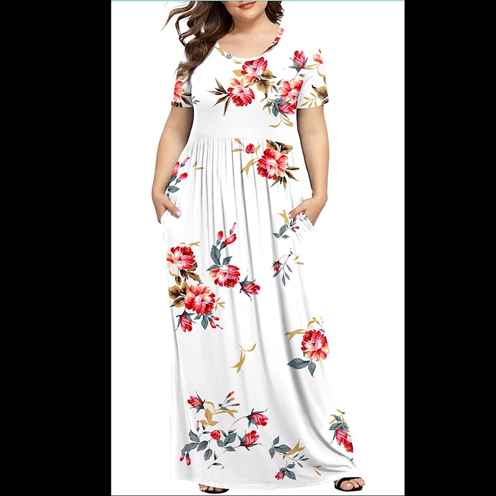 ๐ Plus Size Dresses Short Sleeve Maxi Dress XL-6XL with Pockets - Picture 1 of 3